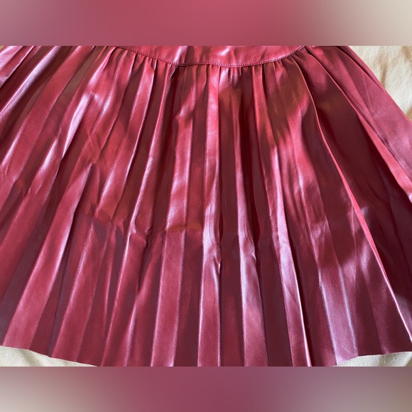 Chic Edge Burgundy Vegan Leather Pleated High-Rise Mini Skirt size M - Picture 6 of 10